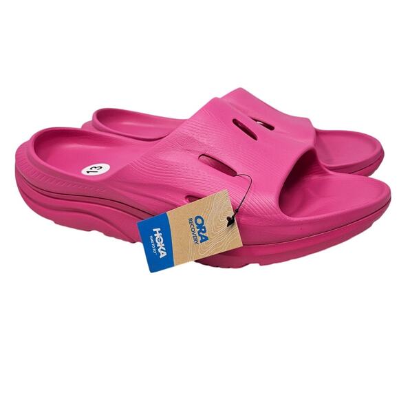NEW Hoka 13 Ora Recovery Slide 3 Sandal Pink Comfort Casual Pink Sportswear